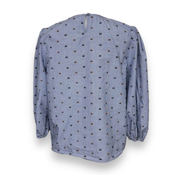 Cremieux Blue V-Neck Blouse Size Small - Picture 3 of 4